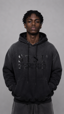 STSL® Hoodie "Soul Blackout" - Fully Washed Black (450 GSM)