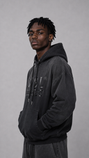 STSL® Hoodie "Soul Blackout" - Fully Washed Black (450 GSM)
