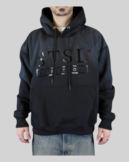 STSL® Hoodie "Soul Blackout" - Washed Black (450 GSM) - STSL