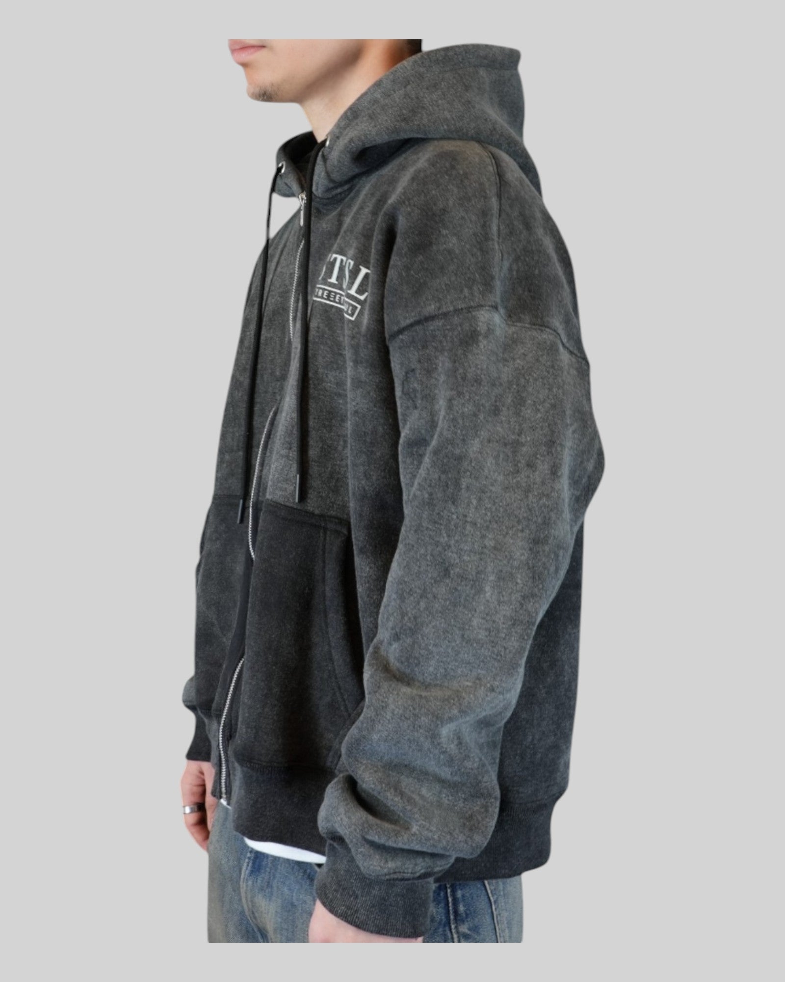 STSL® Zip-Hoodie "Eternal Skull" - Washed Black - STSL