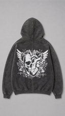 STSL® Zip-Hoodie "Eternal Skull" - Washed Black