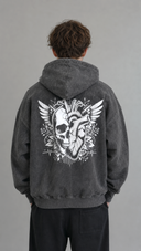 STSL® Zip-Hoodie "Eternal Skull" - Washed Black