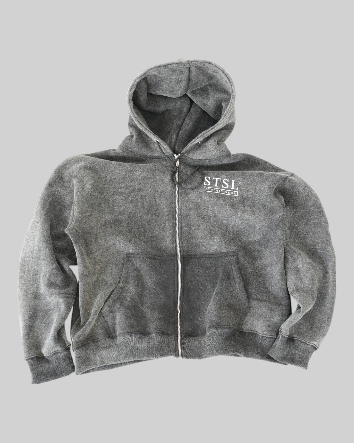 STSL® Zip-Hoodie "Eternal Skull" - Washed Black - STSL