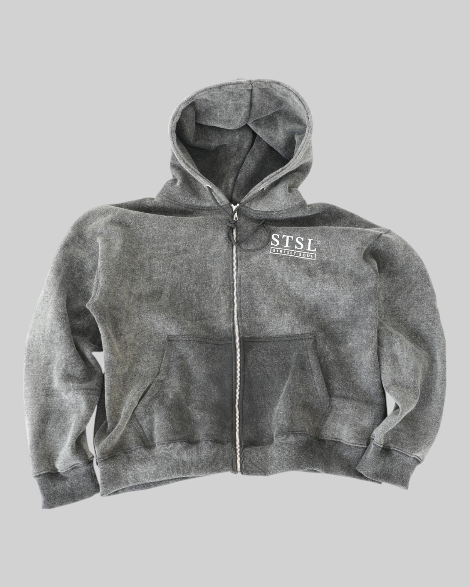 STSL® Zip-Hoodie "Eternal Skull" - Washed Black - STSL