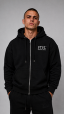 STSL® Black ZIP Hoodie back print Heart (450 GSM)
