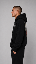 STSL® Black ZIP Hoodie back print Heart (450 GSM)