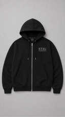 STSL® Black ZIP Hoodie back print Heart (450 GSM)