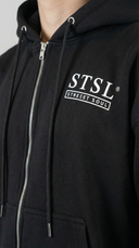 STSL® Black ZIP Hoodie back print Heart (450 GSM)