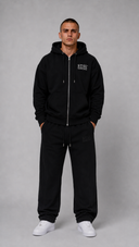 STSL® Black ZIP Hoodie back print Heart (450 GSM)