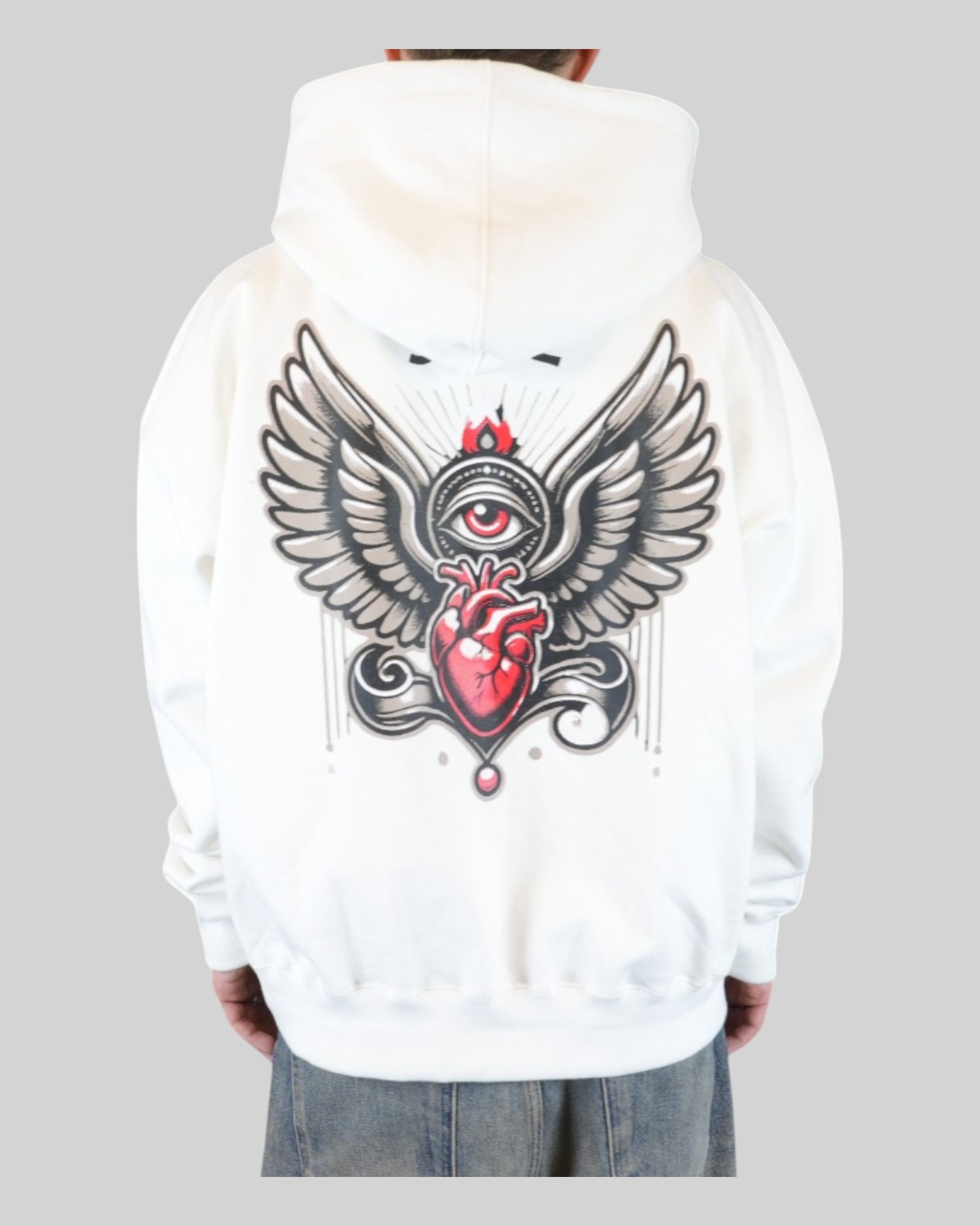 STSL® Zip-Hoodie "HeartCross White" (450GSM) - STSL