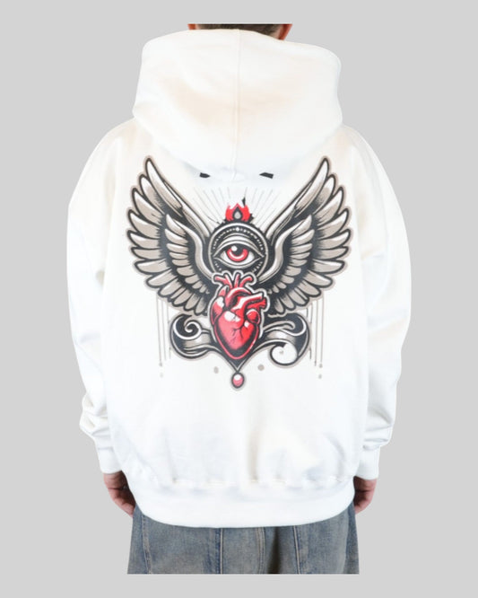 STSL® Zip-Hoodie "HeartCross White" (450GSM) - STSL