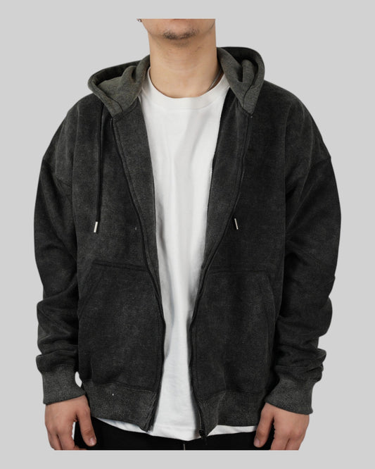 STSL Zip Hoodie – Washed Black - STSL