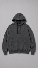 STSL Zip Hoodie – Washed Black