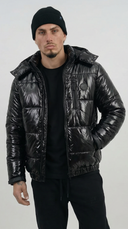 STSL® Sin Turns Gloss Puffer Jacket – Black Edition