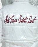 STSL® Sin Turns Gloss Puffer Jacket – White Edition