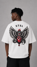 STSL® BlackHeart Collection Oversized T-Shirt – White Vision