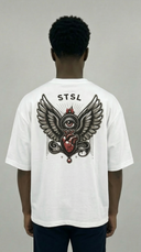 STSL® BlackHeart Collection Oversized T-Shirt – White Vision
