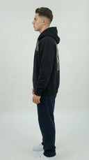 STSL® Black ZIP Hoodie back print Heart (450 GSM) - STSL