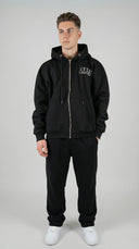 STSL® Black ZIP Hoodie back print Heart (450 GSM) - STSL