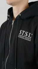 STSL® Black ZIP Hoodie back print Heart (450 GSM) - STSL